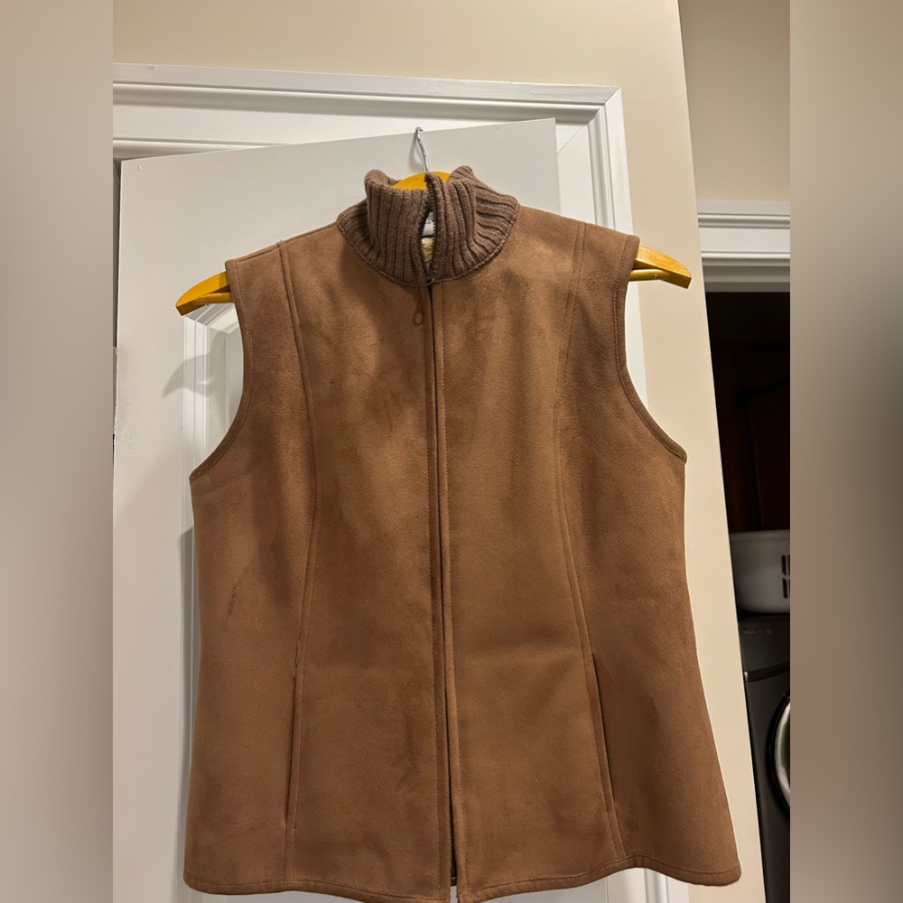 Ann Taylor faux fur lined Brown suede vest